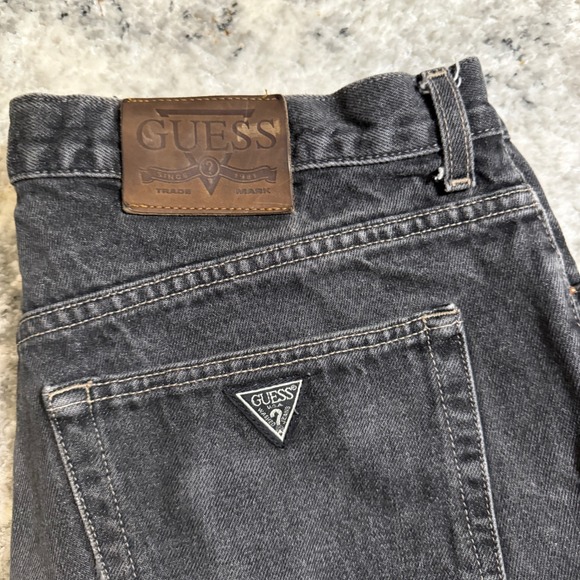 Guess Jeans Mens 36x32 Classic Fit Straight Leg Black Denim Distressed - Picture 2 of 8